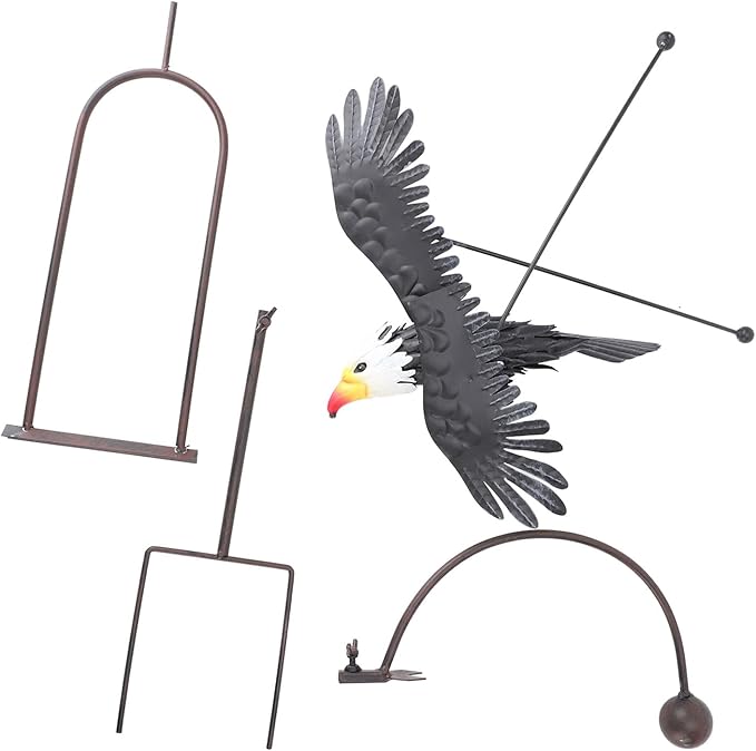 Bald Eagle Garden Ornament Balancing Bird Rocker Wind Sculpture Handcrafted for Outdoor Yard Decoration, Rushbomcgh2mrpkqi