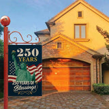 ZXvZYT 250 Years America Blessings Garden Flag,Statue of Liberty Design,USA 250th Anniversary Patriotic Design Flags Banner Double Sided Flax Outdoor Yard Decorative(12"x 18")