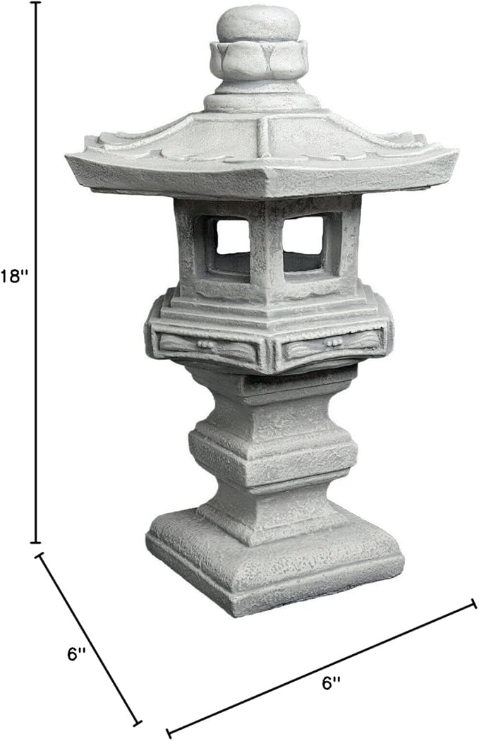 Garden Concrete Pagoda Oriental Latern Figurine Japanese Stone Pagoda Zen Garden Decoration Asian Outdoor Decor Gray