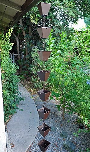 Nutshell Stores Extra Large Square Cups Rain Chain - Bronze - 10 Feet