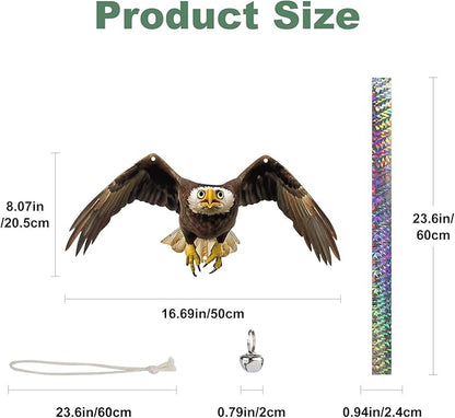 2PCS Hanging Fake Hawk to Keep Pigeon Away from Balcony with Reflective Tape Flat Plastic Hawk to Scare Pigeon Away from Porch Garden Owls to Scare Woodpecker Squirrel for House Fake Hawks Decor