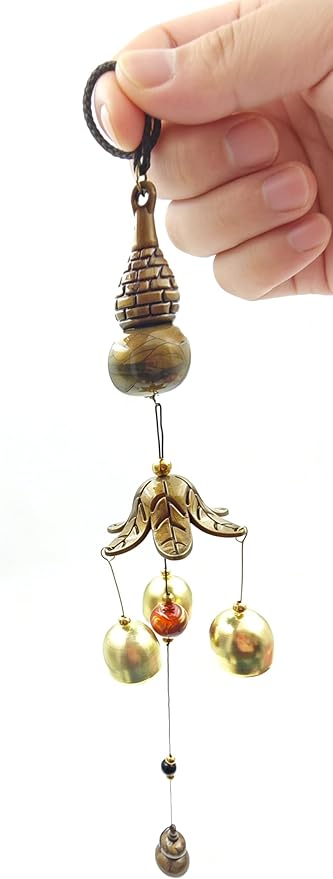 Metal Gourd Lucky Wind Bell for Good Luck Wealth and Safe， Window/Door/Home Pendant Wind Chime Chinese Feng Shui Bell(Meaning Good Fortune and Good Fortune)