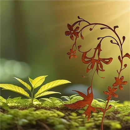 Metal Hollow Flower Garden Stake - Iron Outdoor Lawn Decoration with Intricate Floral Cut-Outs, Floor-Mounted Rust-Resistant Design for Wedding, Garden & Home Crafts - Nature-Inspired Decor