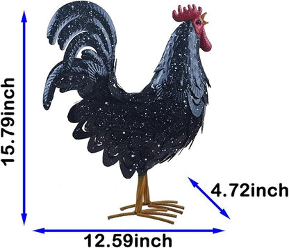 Metal Rooster Statue Garden Chicken Sculpture Decoration Metal Yard Art for Yard Outdoor Indoor Decoration (#L)