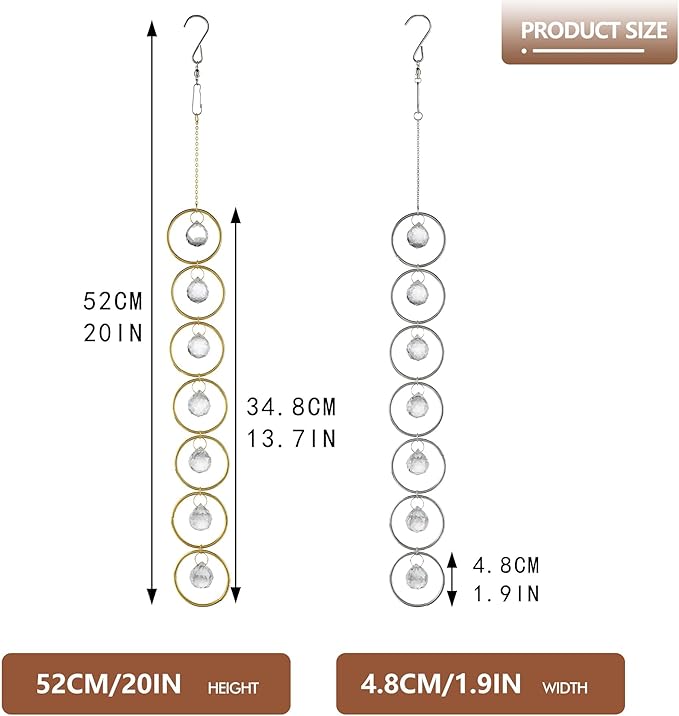 2PCS Crystals Hanging Ornaments Decor Pendant Ornament with 20mm Crystal Balls for Wind Chimes, Hanging Sunlight Catche, Window Ornament, Meditation, Fengshui, Yoga