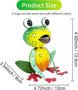 Metal Garden Decor for Outside Set of 2 Cute Small Frogs - OutdoorGarden Sculptures & Statues, Patio Lawn Backyard Fence Porch Decor, Metal Yard Art Ornaments, Garden Gifts for Mom Women Grandma