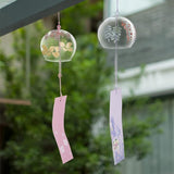 BENECREAT 2PCS Japanese Wind Chimes Pink & Purple Glass Wind Bells Handmade Pendants for Birthday Gift, Home Christmas Party Decorations