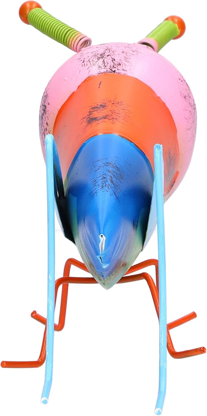 Iron Grasshopper Garden Ornament, Metal Sculpture for Outdoor Patio Lawn Decor, Hand - Painted Anti - Animal Figurine with Vivid Colors for Yard and Home Decoratio (Pink)