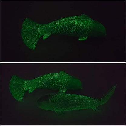 Antique Luminous Outdoor Koi Fish Statues - Resin Koi Fish Yard Art Decor for Garden, Patio, Lawn, Pond