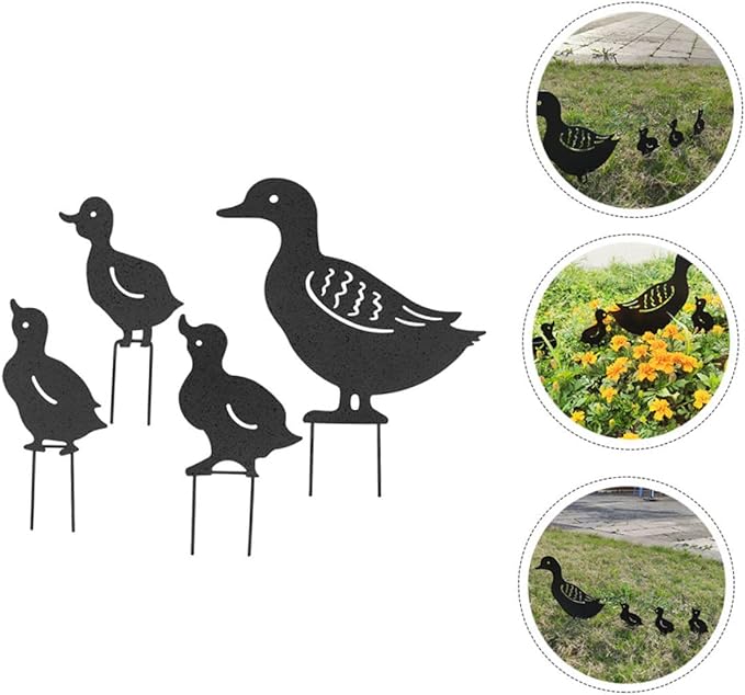 BESPORTBLE 4pcs Hollow Lawn Sculptures Metal Garden Decor for Backyard Unique Iron Garden Statues Outdoor Art Rustic Home Adornment