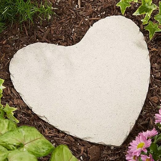 Personalization Universe On Angel's Wings Custom Memorial Heart-Shaped Garden Stone - Weather-Resistant Outdoor Decor with Personalized Text, Name & Dates, Ideal for Mother's Day & Remembrance - Large