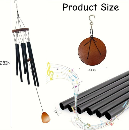 Wind Chimes for Outside/Inside 28'' Metal Windchimes Outdoors Memorial Wind Chimes Gifts Garden/Patio/Porch Decor Windchime Black (28 inch)