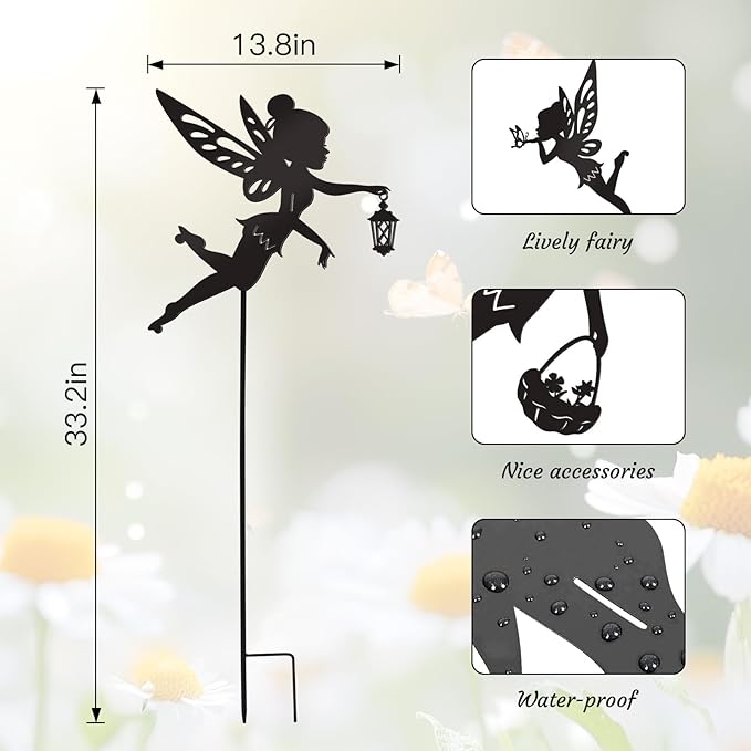 Bnesi Enchanted Garden Metal Art Decor Funny Garden Accessories Outdoor 3-Piece Set Decoration Suitable for Outdoor Yard Flower Pot Lawn Decoration (Lively)