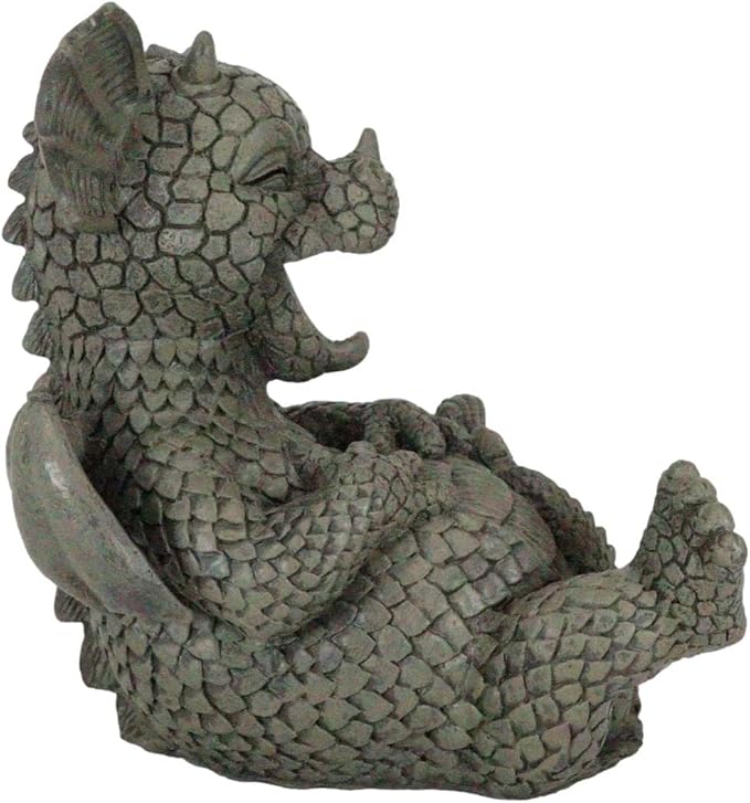 Ebros Whimsical L.O.L Soul Garden Laughing Out Loud Dragon Statue 7.75" Tall Faux Stone Resin Finish Hilarious LOL Fantasy Animated Dragons Welcome Guest Greeter Decor Figurine