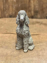 Stone Sitting Poodle Statue Concrete Resting Poodle Dog Figurine Porch Dog Memorial Sculpture