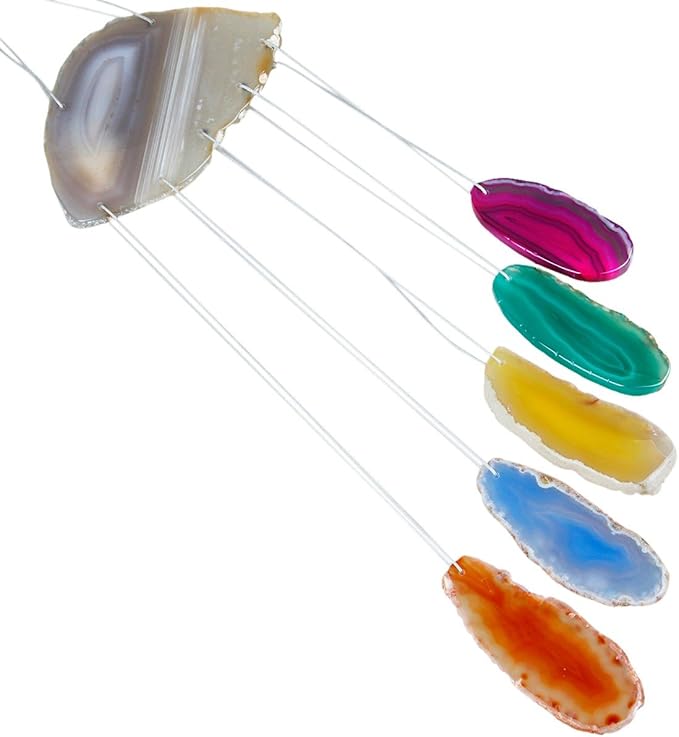 rockcloud Agate Slices Geode Wind Chime Home Garden Decoration Figurine Small Size