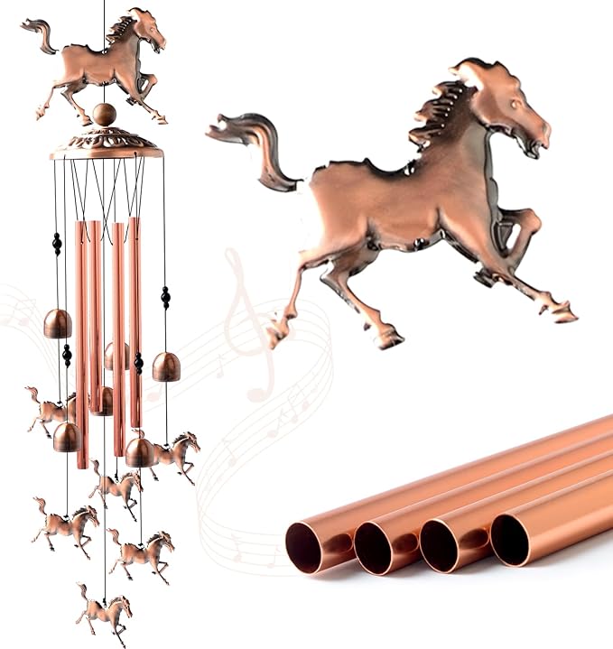 Horse Wind Chimes Outdoor, for Women,Horse Lover Birthday Gifts for Men/Mom/Grandma Metal WindChimes Outside/Indoors, Lawn, Patio, Garden Decor, Yard Decorations