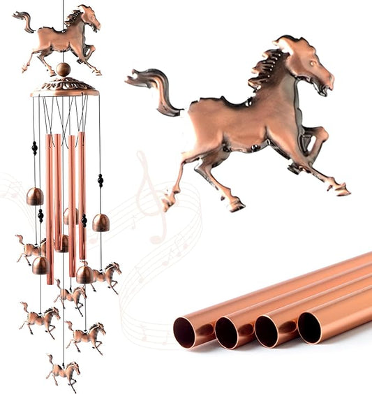 Horse Wind Chimes Outdoor, for Women,Horse Lover Birthday Gifts for Men/Mom/Grandma Metal WindChimes Outside/Indoors, Lawn, Patio, Garden Decor, Yard Decorations