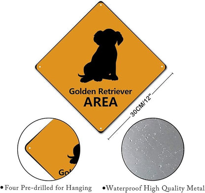 Caution Golden Retriever Crossing XING Tin Sign Golden Retriever Dog Area Warning Street Sign Golden Retriever Novelty Road Sign for Outdoor Home Driveway Garden Yard Park 12x12in
