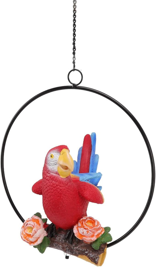 Garden Statues Hanging Iron Ring Parrots, Hanging Parrots Statue Model Crafts Hanging Bird Rings Perch Statue for Patio Home and Garden Lawn Office Home Indoor Outdoor Tree Decorations