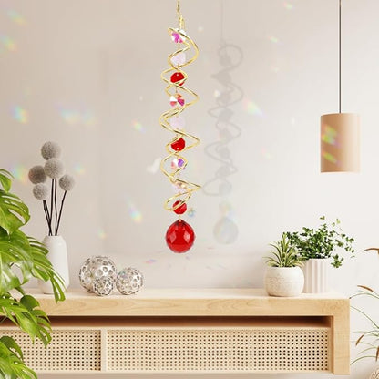 Crystal Suncatchers Decorative Sun Catchers Crystal Hanging Wind Spinners with Red Prism Ball Rainbow Maker Suncatchers for Windows Hanging Outdoor Indoor Home Garden Decoration Gifts for Girl