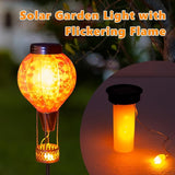 Solar Garden Lights Outdoor with Hot Air Balloon, Stake Garden Lights Solar Waterproof Flickering Lantern Lawn Pathway Patio Decor(Purple)