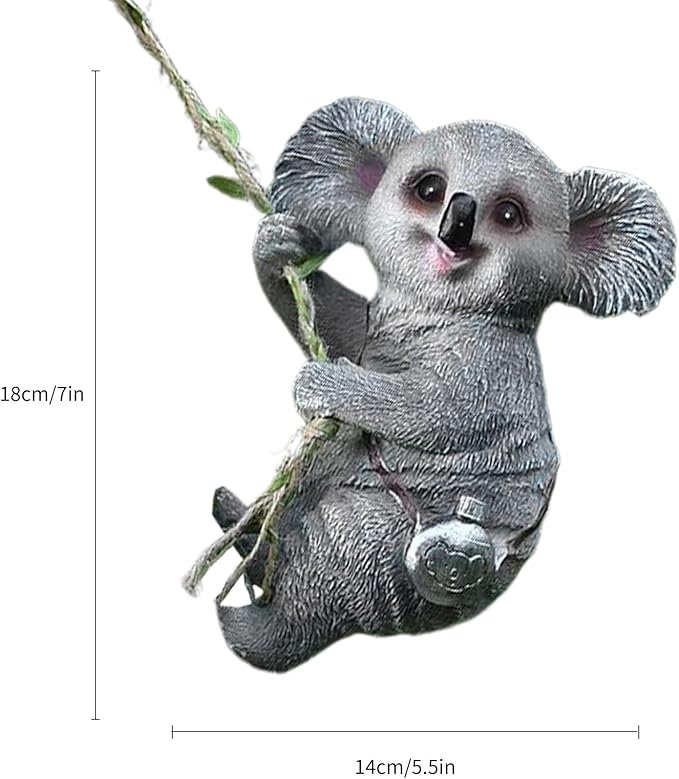 Koala Garden Decor Outdoor Statues Cute Animal Figurines Resin Outdoor Hanging Decor for Yard Ornaments Porch Decor OutsideDecor Tree Art Deco Outdoor Koala Gifts for Girls