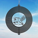 Personalized Hummingbird Metal Wind Spinner, Custom Outdoor Ornament for Yard Display, Kinetic Bird Sculpture, Nature Gift (Hummingbird Garden Wind Spinner)