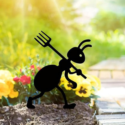 Metal Ants Art Outdoor Gardening Ornaments Yard Metal Art Backyard Lawn Stakes Decor Ants Garden Iron Crafts (B)