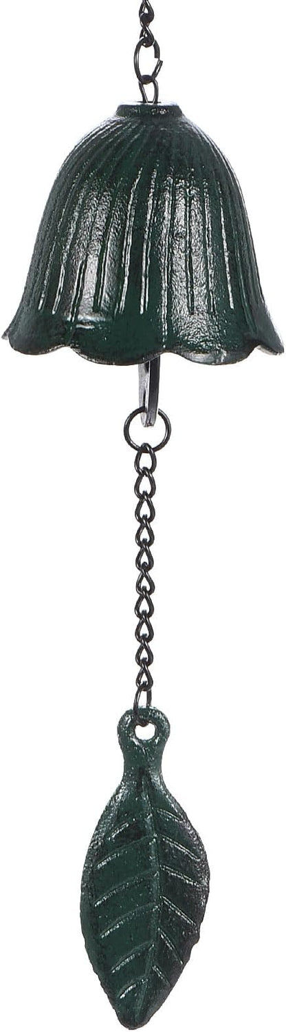 PATIKIL Japanese Wind Chime, Temple Bells Retro Outdoor Hanging Metal Iron Wind Chime for Outside Garden, Leaf, Green