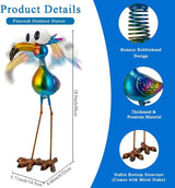 18.9" Metal Peacock Garden Statue - Weather-Resistant Outdoor Bird Figurine, Yard Art Decor for Lawns and Patios, Unique Gift for Gardening Enthusiasts