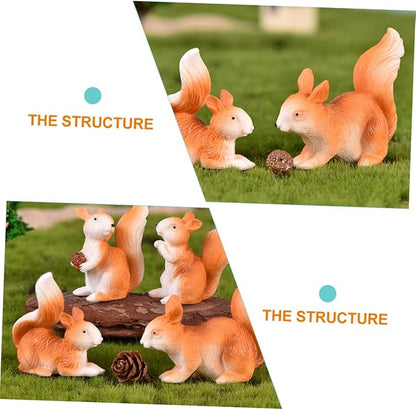 Yardwe 32 Pcs Little Squirrel Ornament Micro Ornaments Squirrel Shape Decor Miniature Squirrel Ornament Fairy Garden Adornment Squirrel Figures Mini Bunny Toys Kid Toys Statue Plant Resin