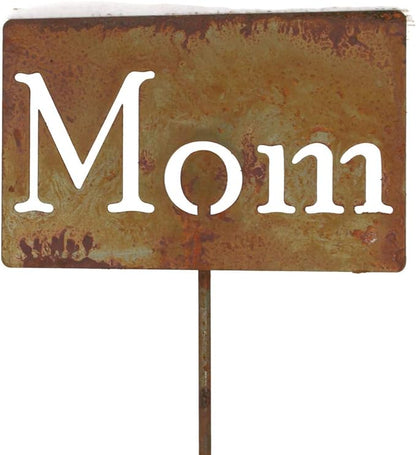 Classic Metal Garden Markers Clearance Items 20 to 33 Inches Tall (Mom 21", Naturally Rusted)