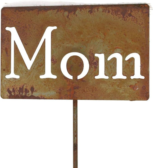 Classic Metal Garden Markers Clearance Items 20 to 33 Inches Tall (Mom 21", Naturally Rusted)