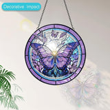 Butterfly Suncatcher Stained Glass Window Hanging - 8” Handmade Stained Glass Suncatchers for Windows Hanging - Sun Catchers Indoor Wall Art Garden Decor Catcher with Hook - Butterfly Gift for Women