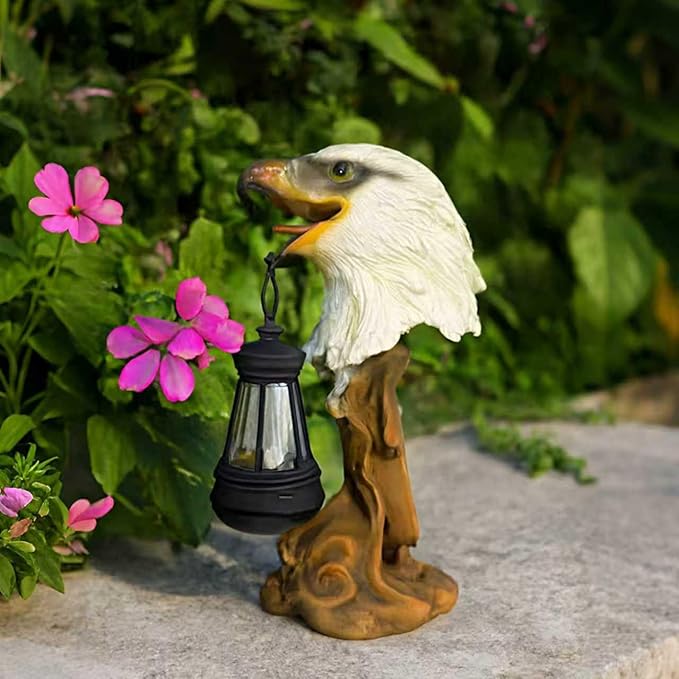 Solar Powered Eagle Statue Outdoor Decor - A Garden Statue Seasons, with Lightweight, a Unique Gift for Grandma and mom