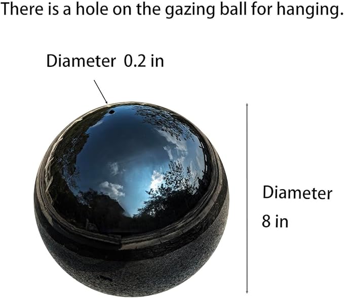 Gazing Ball for Garden Decor - 8-Inch Hollow Metal Sphere for Outdoor & Indoor Use, Patio, Yard, Flower Bed Accent Piece (Black)