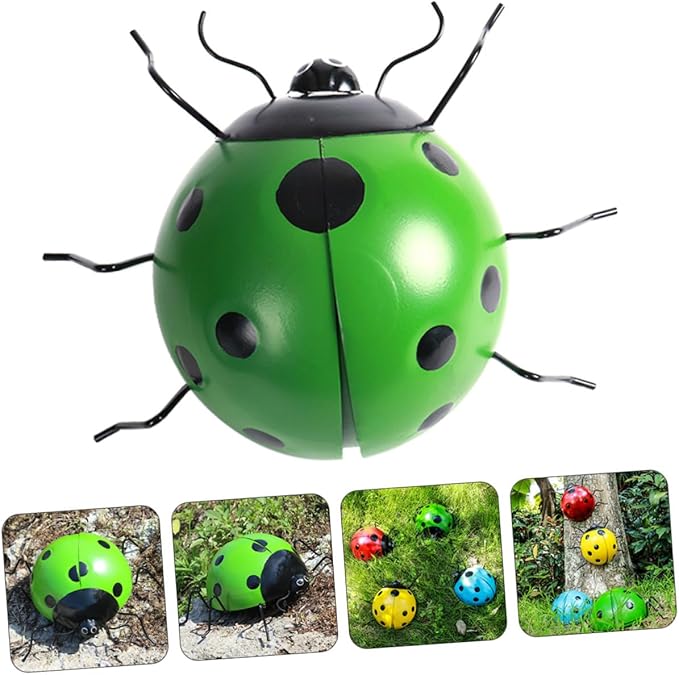 BESPORTBLE Simulated Ladybug Pendant Iron Garden Ornament Outdoor Decor Creative Hanging Artificial Ladybug Sculpture for Patio and Holiday