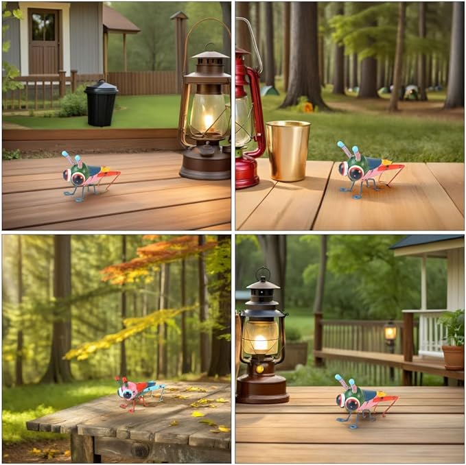 BESTonZON 3pcs Outdoor Locust Decor: Metal Insect Statues for Garden Ornaments - Colorful Iron Art Locust Figurines - Bookshelf and Cabinet Sculptures