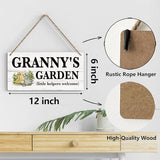 Granny Gifts Outdoor Garden Wooden Sign Decor, Indoor Garden Decoration Hanging Signs 12x6 Inches, Outdoor Porch Yard Wall Art Decor Sign, Mother's Day Gifts Birthday Gift for Mom Grandma