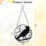 Raven Gothic Stained Glass Window Suncatcher Black Crow Sun Catcher Hanging Decor for Home, Garden, Patio & Halloween Real Hand-Painted Glass Ornament Ready to Hang Gift