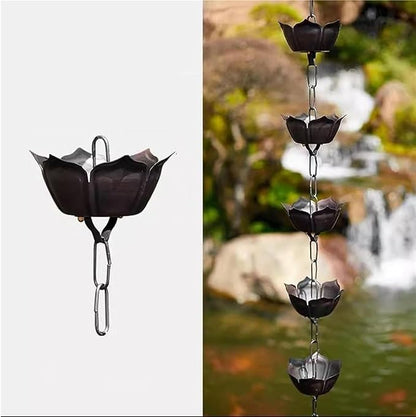 Copper Old Rain Chain for Gutters, Roof Rain Collector/Diverter, Metal Chain Type for Villa Temples(Style 1,1m/3ft)