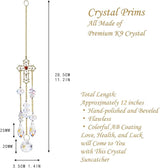 Window Hanging Crystals Suncatcher, Rainbow Prisms for Crystals, Glass Cross Shape Rhinestones Chandelier Wind Chime for Window