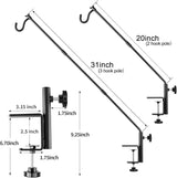 4 Pack Heavy Duty Fence Deck Hook 31 Inch for Bird Feeder-Extended-Adjustable-360 Degree Rotary-Solid Rod Plant Bracket Hanging Hooks for Planters, Suet Baskets, Lanterns, Wind Chime,Unassembled