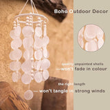 Capiz Shell Wind Chime, Shell Wind Chimes for Outside, Sea Glass Seashell Windchimes Outdoors, Unique Outdoor Boho Decor for Patio Garden Balcony Porch, 7" W X 23" H, Remmdan