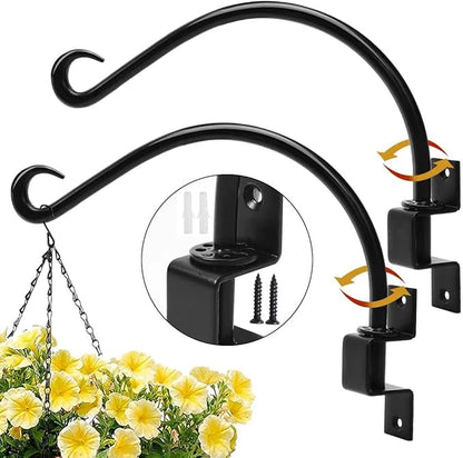 Maosen 12 Inches Swivel Plant Hangers Outdoor - 2 Pack Black Iron Plant Hanging Hook Bracket for Flowers Baskets Planter Pots Bird Feeder Lanterns Wind Chimes