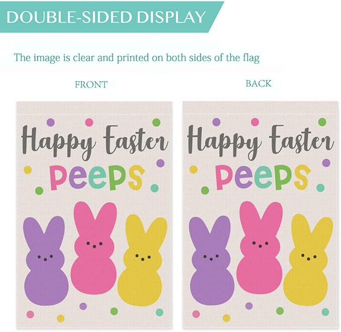 Welcome Easter Garden Flag 12x18 Inch Vertical Double Sided Happy Easter Peeps Small Burlap Flag Holiday Yard Home Outdoor Decoration