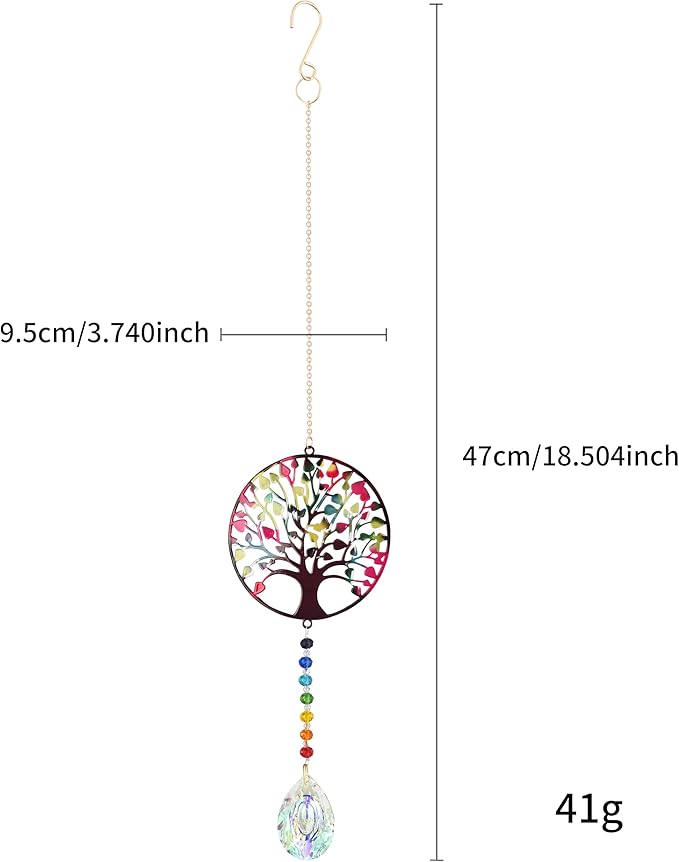 Tree of Life Crystal Suncatcher, Hanging Garden Suncatchers, Tree of Life Crystal Decoration for Window & Garden, Decorative Hanging Ornament