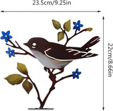 Wrought Iron Bird Decoration Metal Iron Art Animal Bird Hanging Ornaments Cute Bird Art Iron Sculpture Creative Outdoor Silhouettes Garden Crafts for Garden (red Blue)