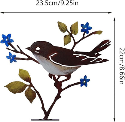 Wrought Iron Bird Decoration Metal Iron Art Animal Bird Hanging Ornaments Cute Bird Art Iron Sculpture Creative Outdoor Silhouettes Garden Crafts for Garden (red Blue)